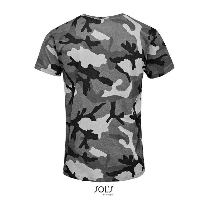 Tricou cu guler rotund pentru bărbați Sol's Camo Grey Camo M