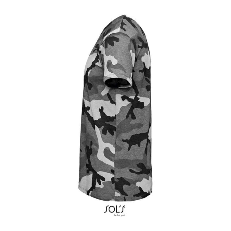 Tricou cu guler rotund pentru bărbați Sol's Camo Grey Camo M