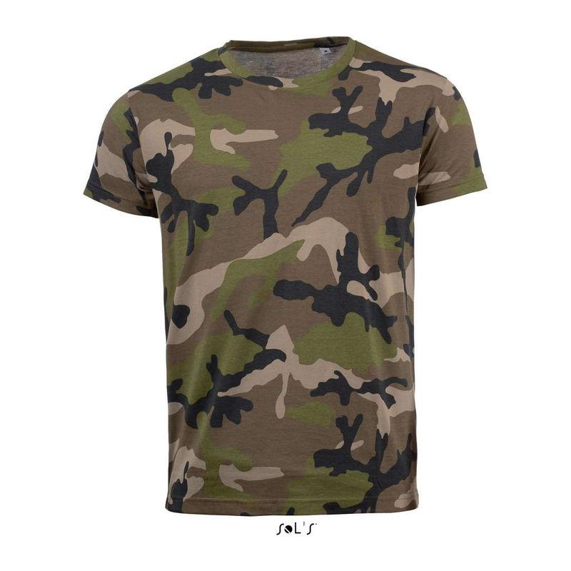 Tricou cu guler rotund pentru bărbați Sol's Camo Camo