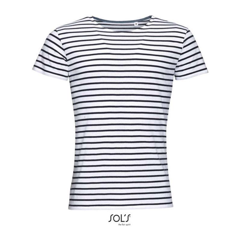 Tricou marinăresc cu guler rotund pentru bărbați Sol's Miles Alb L