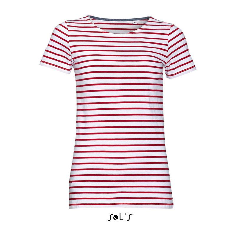 Tricou marinăresc cu guler rotund pentru femei Sol's Miles White-Orion Navy Blue XS