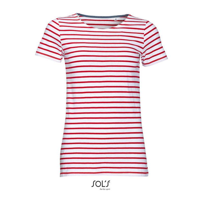 Tricou marinăresc cu guler rotund pentru femei Sol's Miles White-Orion Navy Blue XS