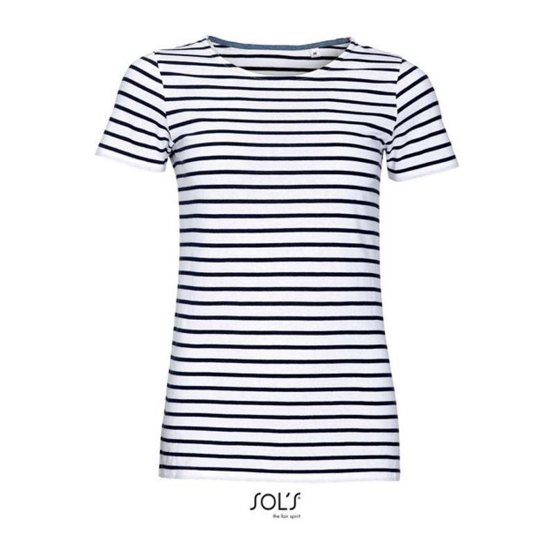 Tricou marinăresc cu guler rotund pentru femei Sol's Miles Alb XL