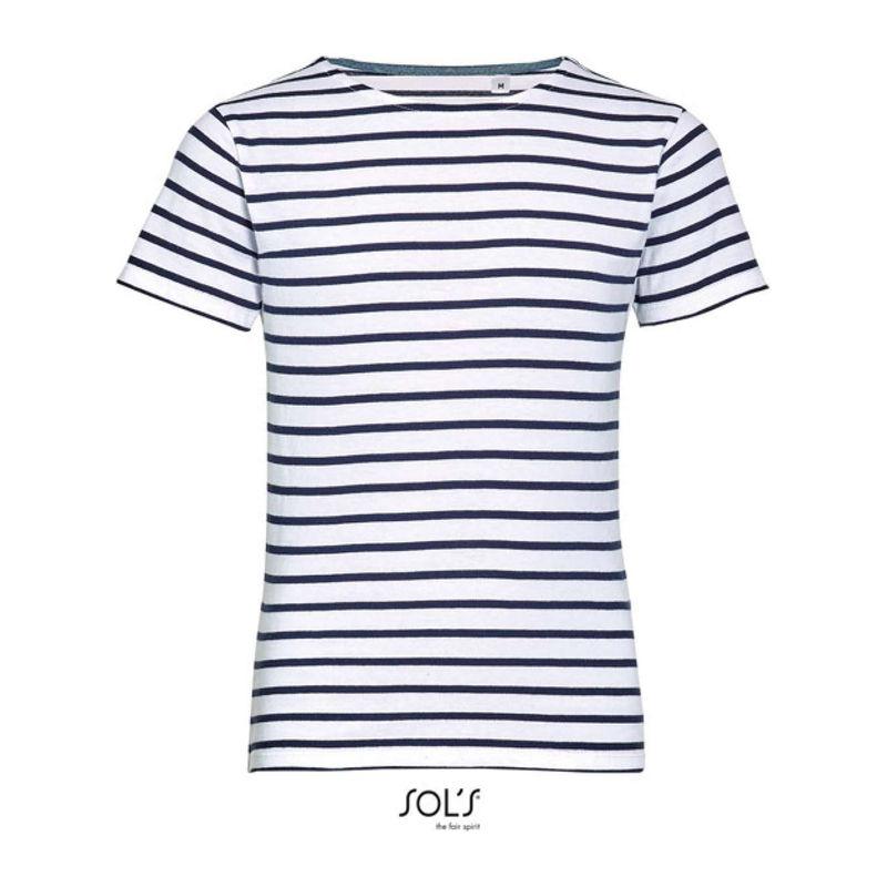 Tricou marinăresc cu guler rotund pentru copii Sol's Miles Alb