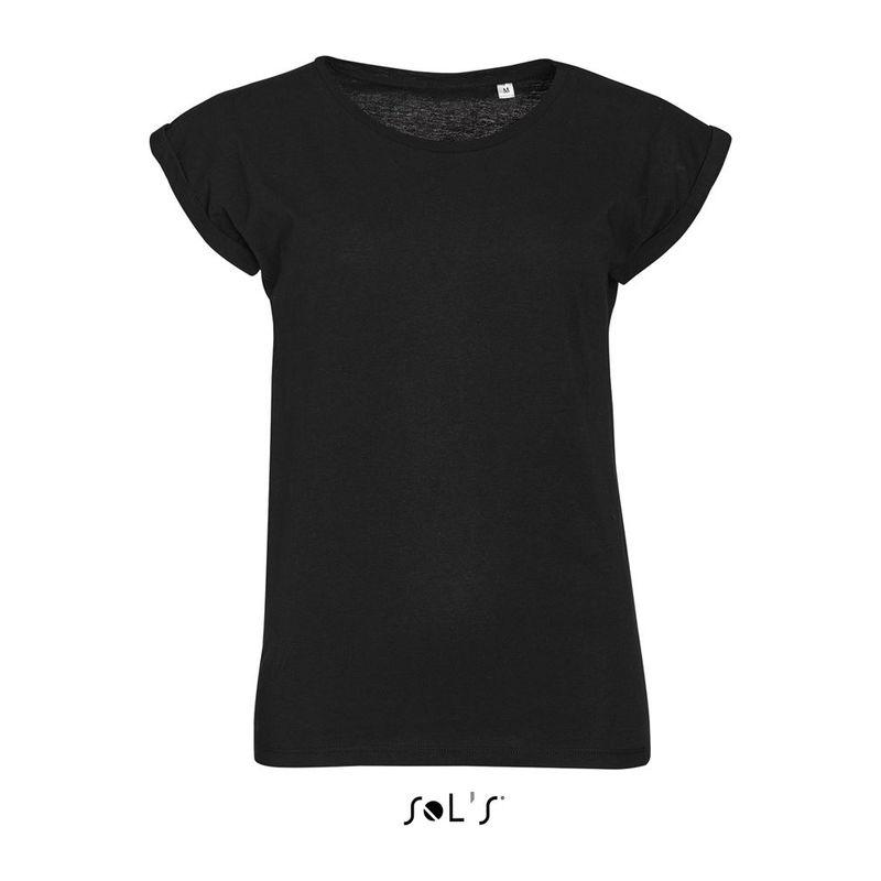 Tricou cu guler rotund pentru femei Sol's Melba Negru