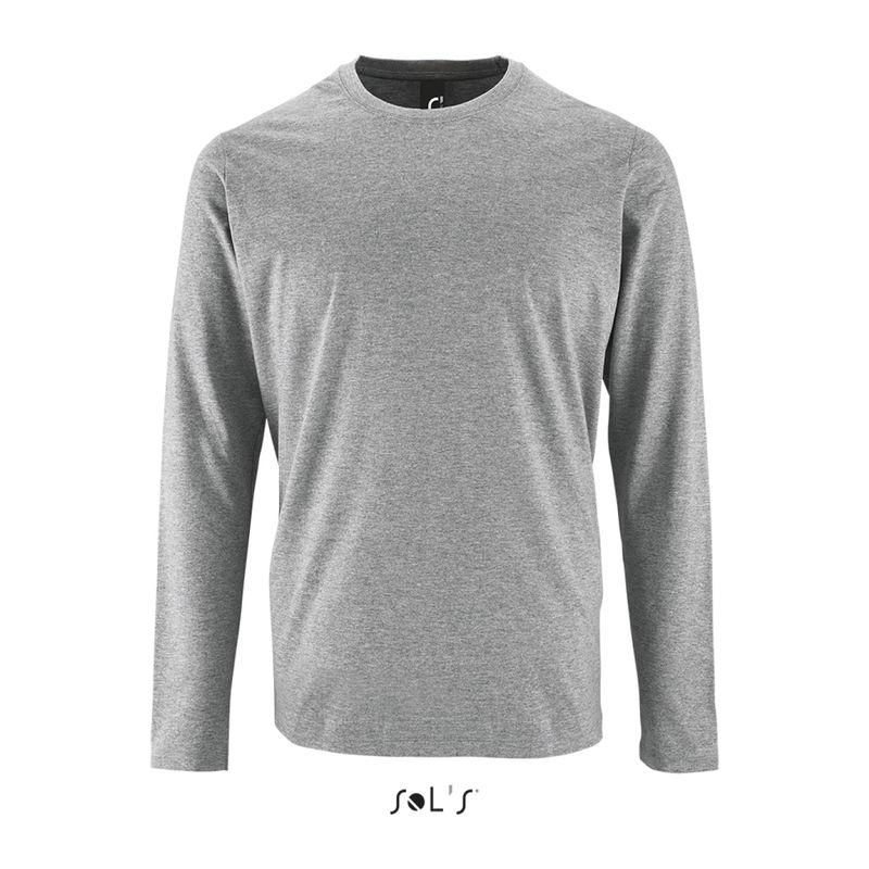 Tricou cu mânecă lungă pentru bărbați Sol's Imperial  Grey Melange