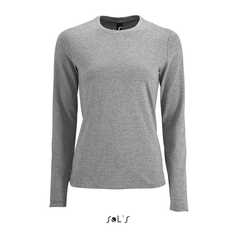 Tricou cu mânecă lungă pentru femei Sol's Imperial  Grey Melange