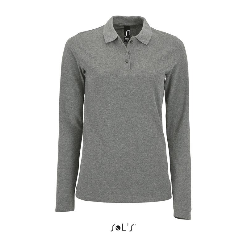 Tricou polo cu mânencă lungă pentru femei Sol's Perfect  Grey Melange