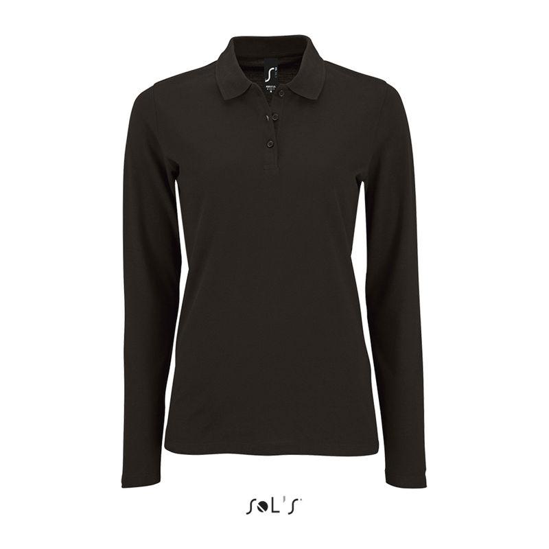 Tricou polo cu mânencă lungă pentru femei Sol's Perfect  Negru