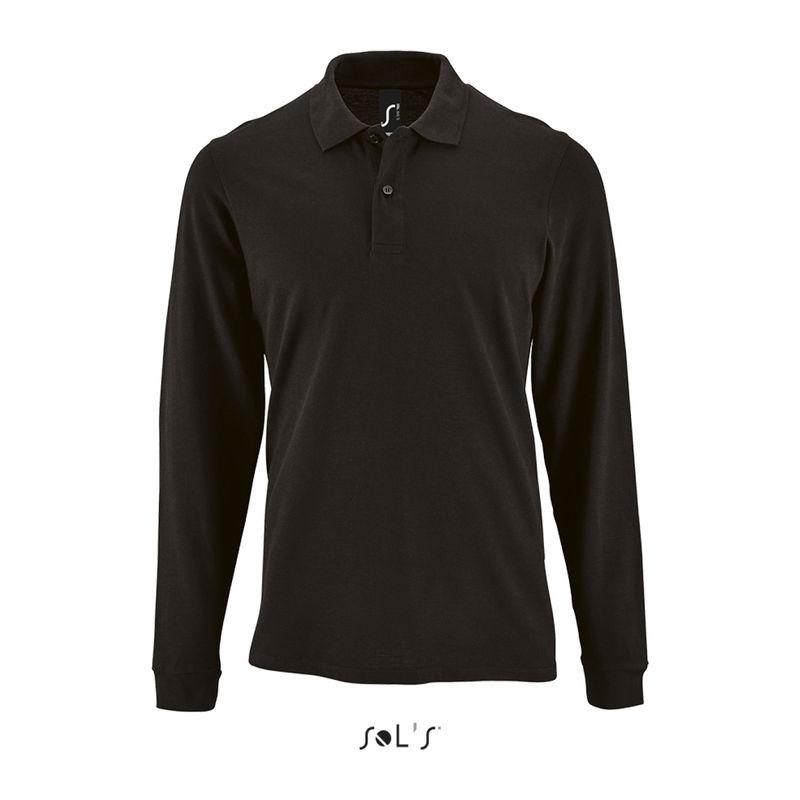 Tricou polo cu mânencă lungă pentru bărbați Sol's Perfect  Negru