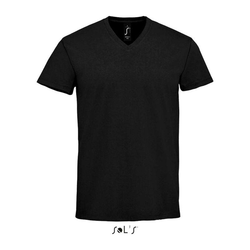 Tricou cu guler în V pentru bărbați Sol's Imperial  Negru