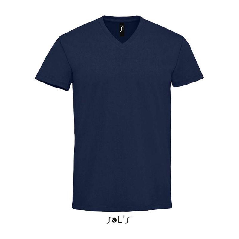 Tricou cu guler în V pentru bărbați Sol's Imperial  Orion Navy Blue