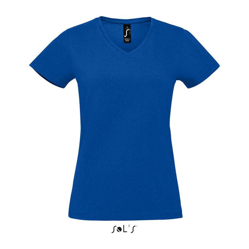 Tricou cu guler în V pentru femei Sol's Imperial  Albastru