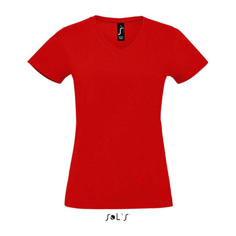 Tricou cu guler în V pentru femei Sol's Imperial  Rosu