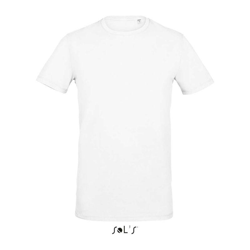 Tricou cu guler rotund pentru bărbați Sol's Millenium Alb