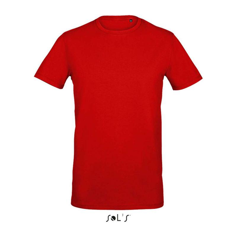 Tricou cu guler rotund pentru bărbați Sol's Millenium Rosu S