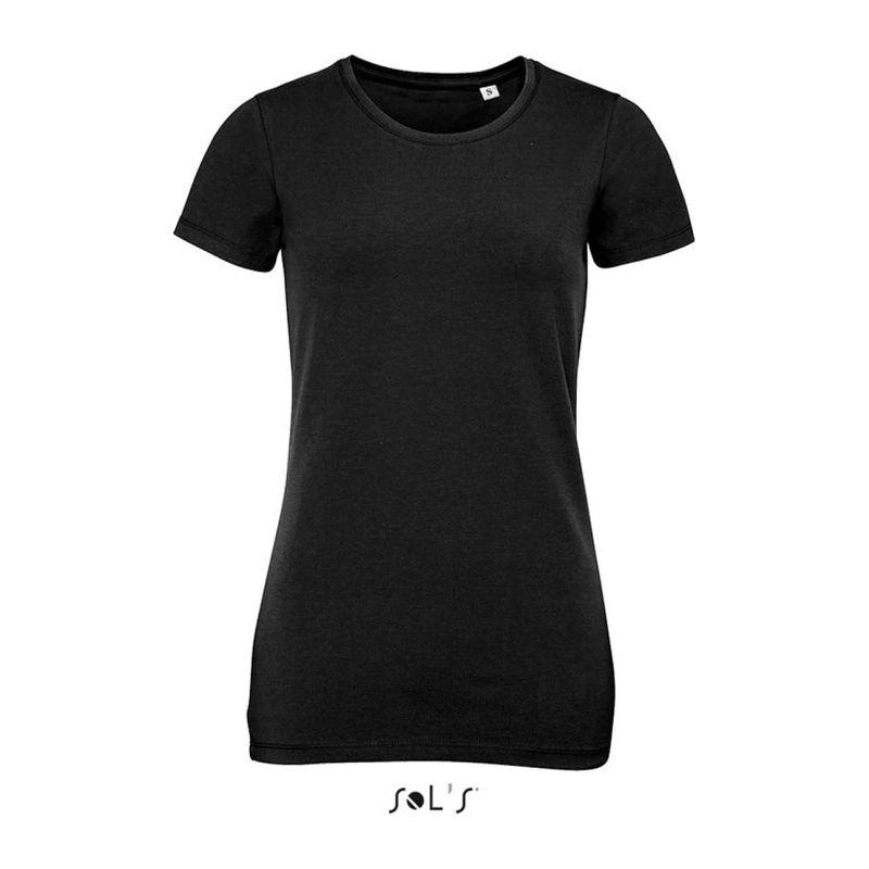 Tricou cu guler rotund pentru femei Sol's Millenium Negru