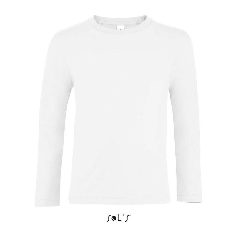 Tricou cu mânecă lungă pentru copii Sol's Imperial  Alb