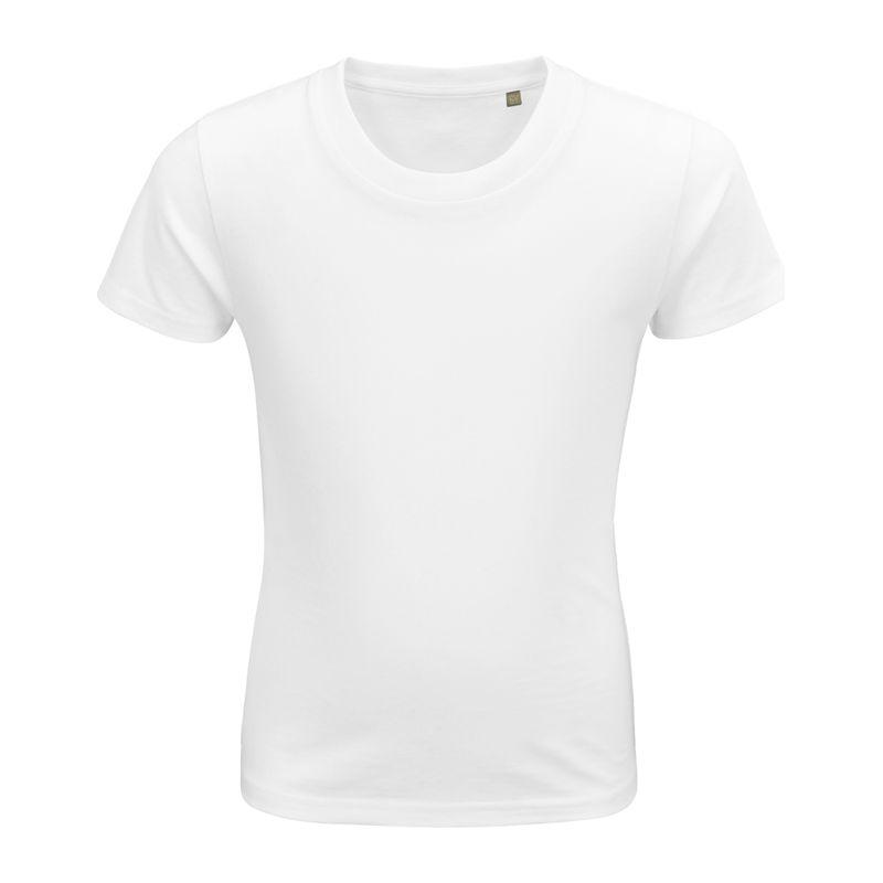 Tricou cu guler rotund, croială ajustată, pentru copii, Sol's Pionner Alb
