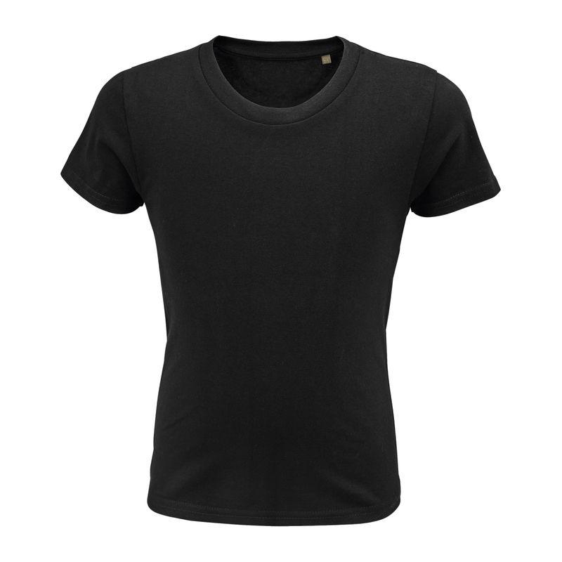 Tricou cu guler rotund, croială ajustată, pentru copii, Sol's Pionner Negru