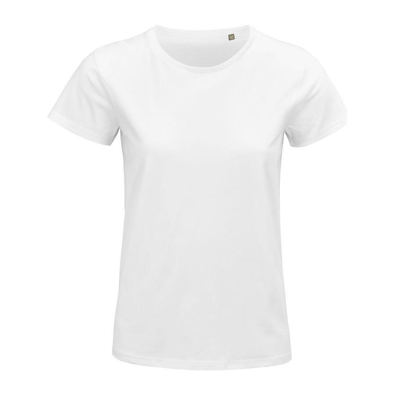 Tricou cu guler rotund, croială ajustată, pentru femei, Sol's Pionner Alb