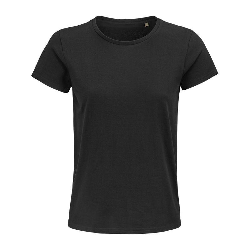 Tricou cu guler rotund, croială ajustată, pentru femei, Sol's Pionner Negru