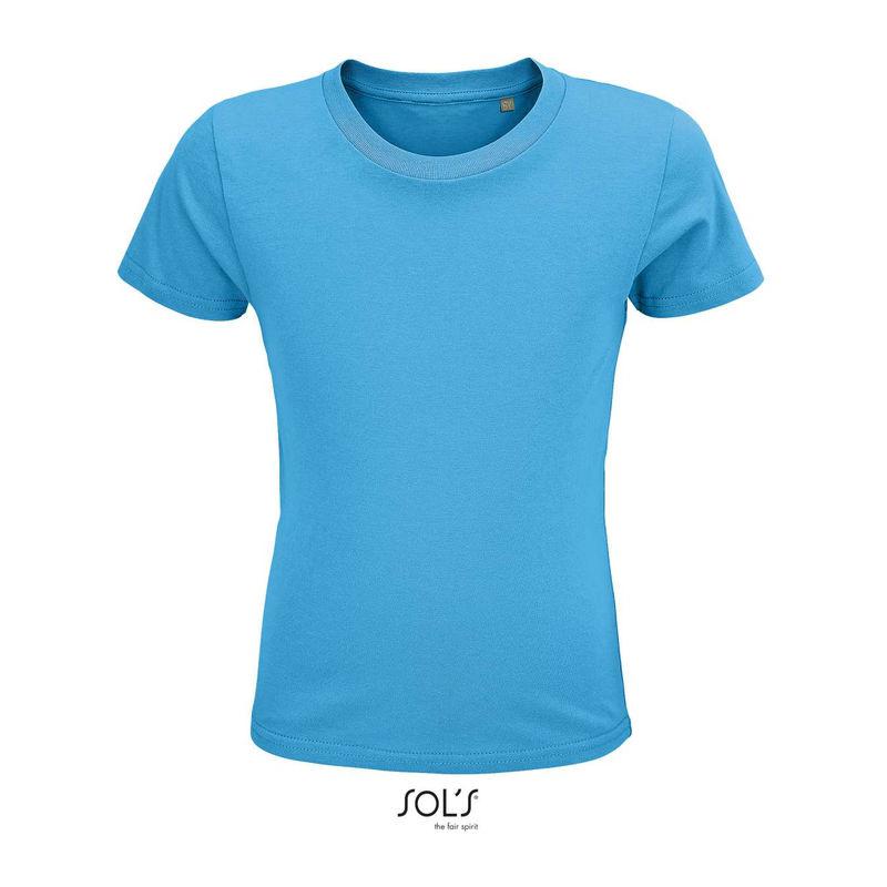 Tricou din bumbac organic cu guler rotund pentru copii Sol's Crusader Albastru