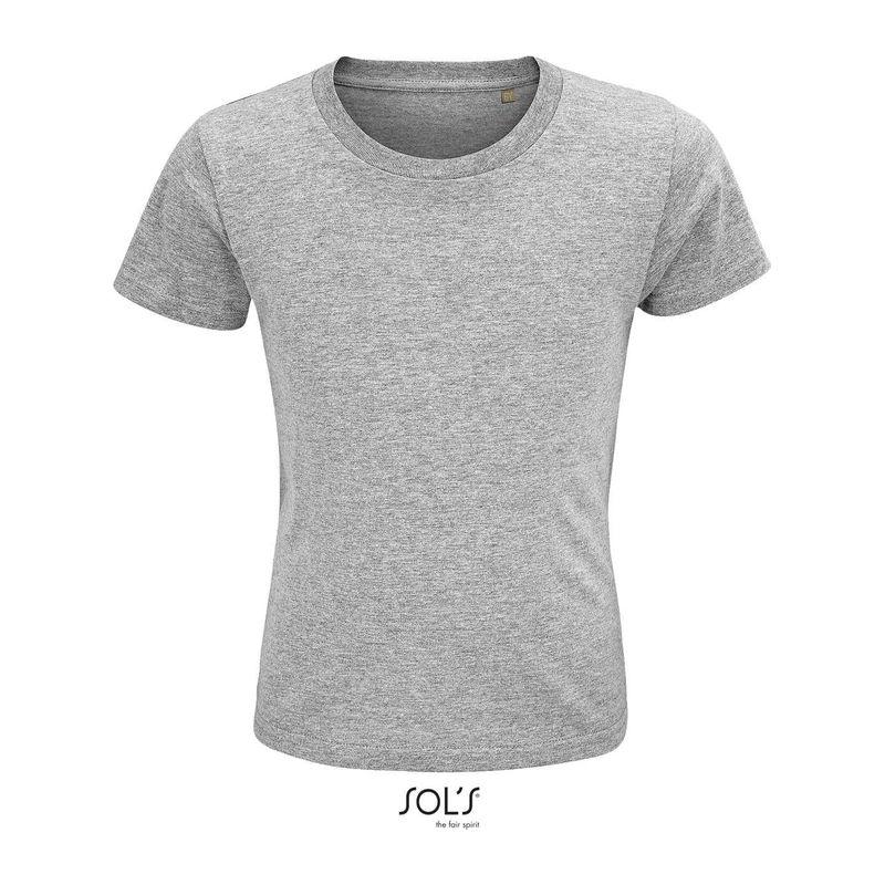 Tricou din bumbac organic cu guler rotund pentru copii Sol's Crusader Grey Melange