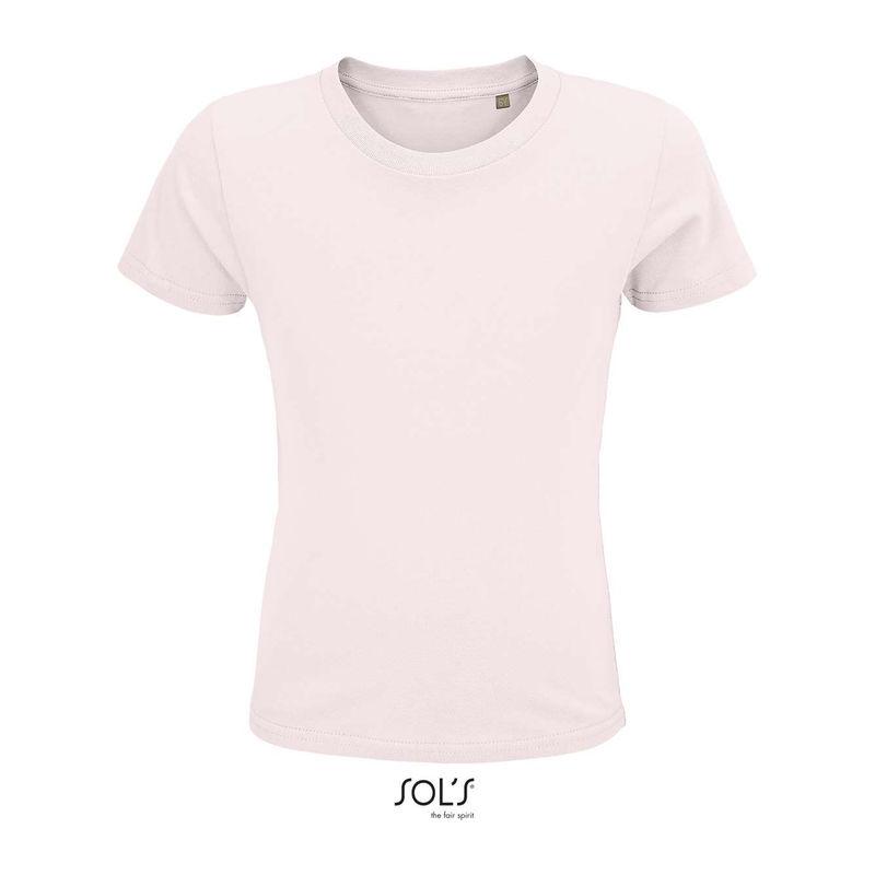 Tricou din bumbac organic cu guler rotund pentru copii Sol's Crusader Roz