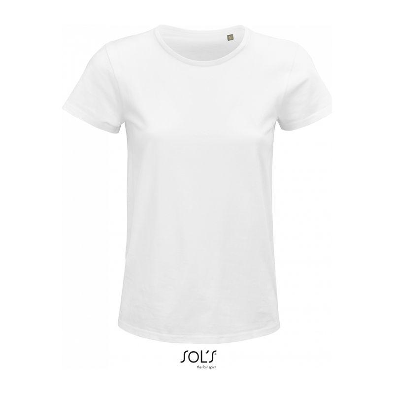 Tricou din bumbac organic cu guler rotund pentru femei Sol's Crusader Alb
