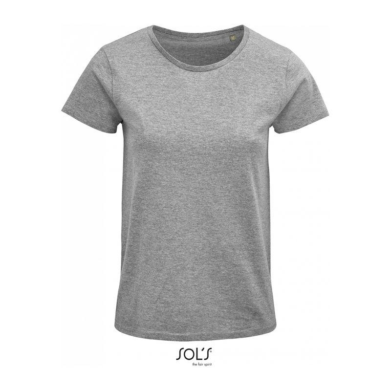 Tricou din bumbac organic cu guler rotund pentru femei Sol's Crusader Grey Melange XL