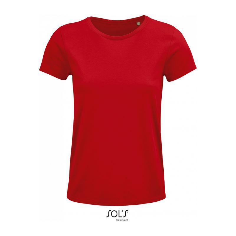Tricou din bumbac organic cu guler rotund pentru femei Sol's Crusader Rosu