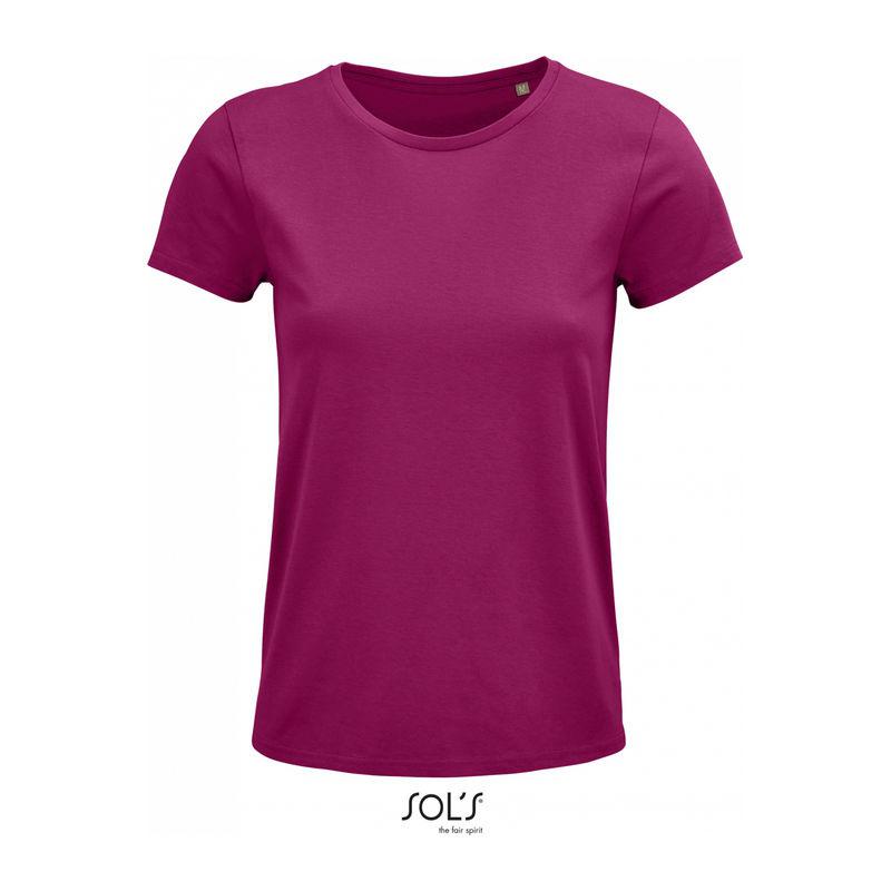 Tricou din bumbac organic cu guler rotund pentru femei Sol's Crusader Roz XL