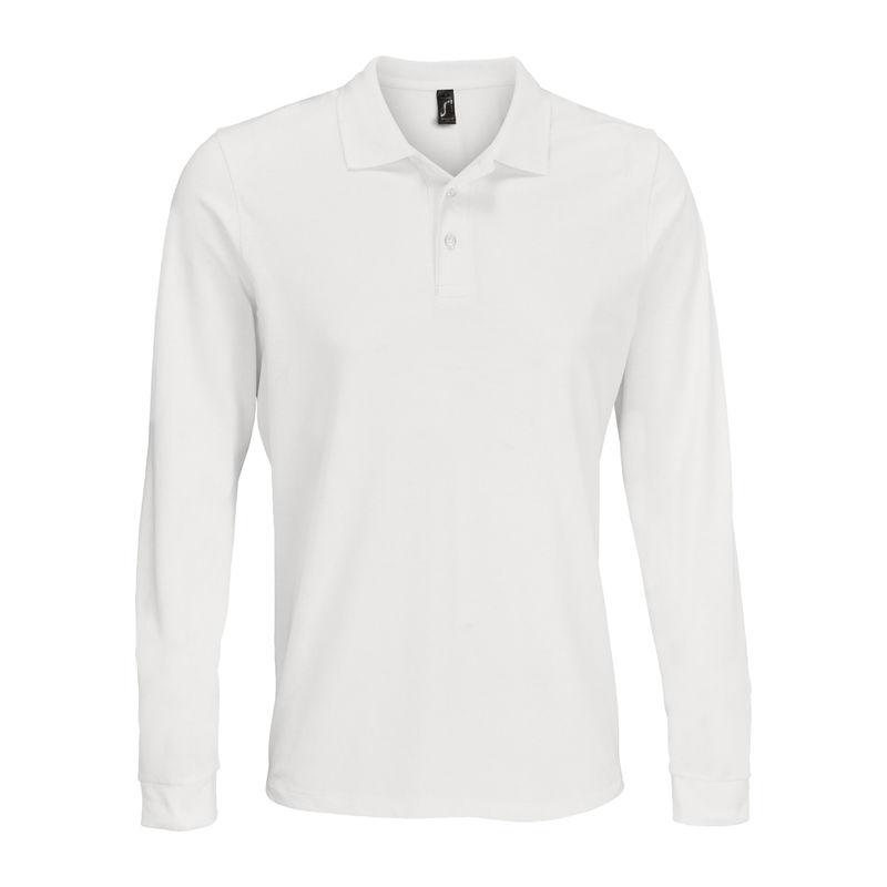 Tricou polo cu mânecă lungă pentru bărbați Sol's Prime  Alb