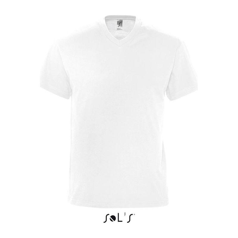Tricou cu guler în V pentru bărbați Sol's Victory Alb