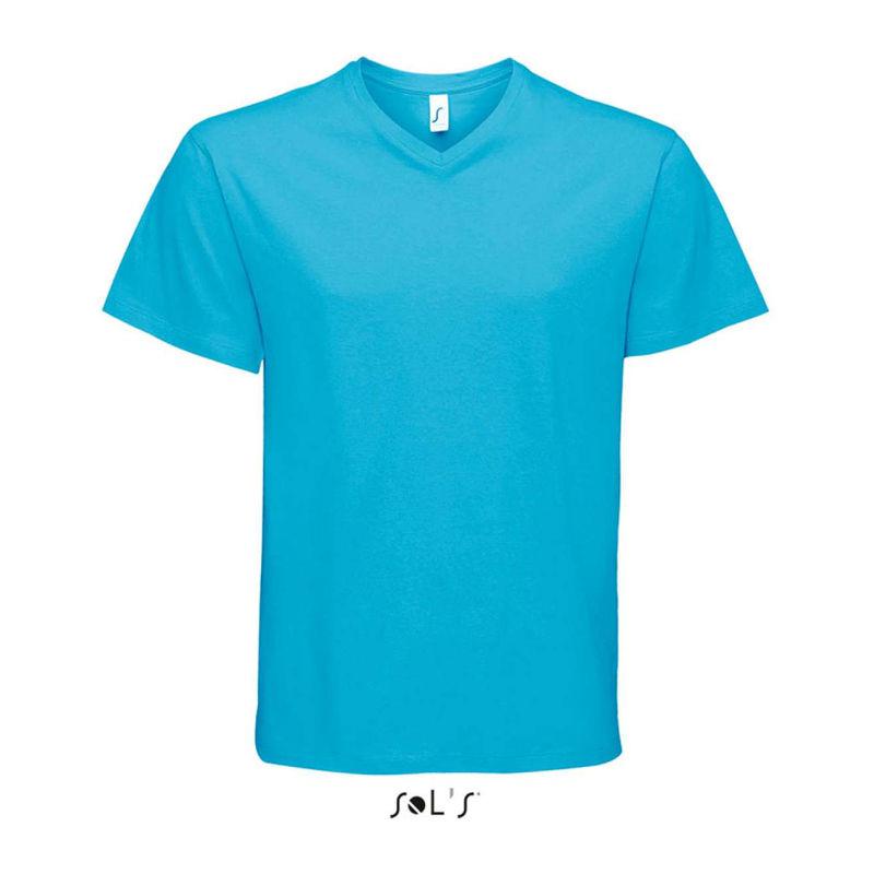 Tricou cu guler în V pentru bărbați Sol's Victory Albastru XL