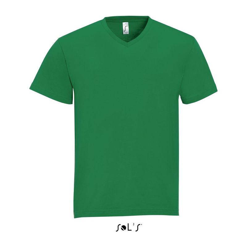 Tricou cu guler în V pentru bărbați Sol's Victory Verde XL