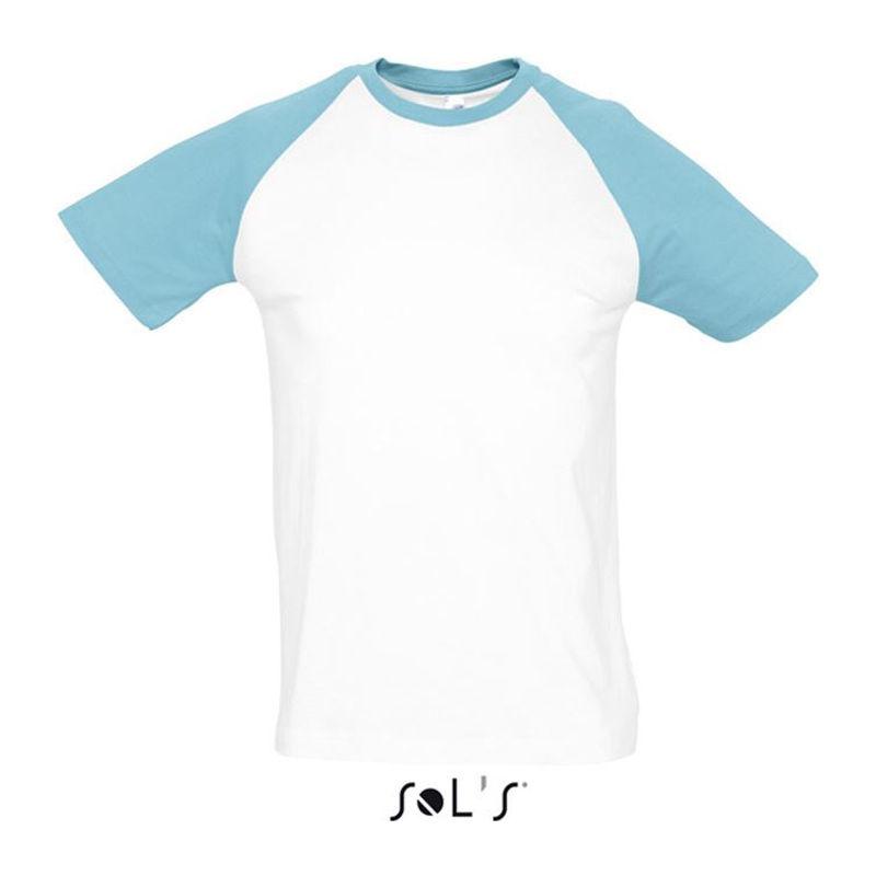 Tricou în două culori cu mâneci raglan pentru bărbați Sol's Funky White-Orion Navy Blue XXL