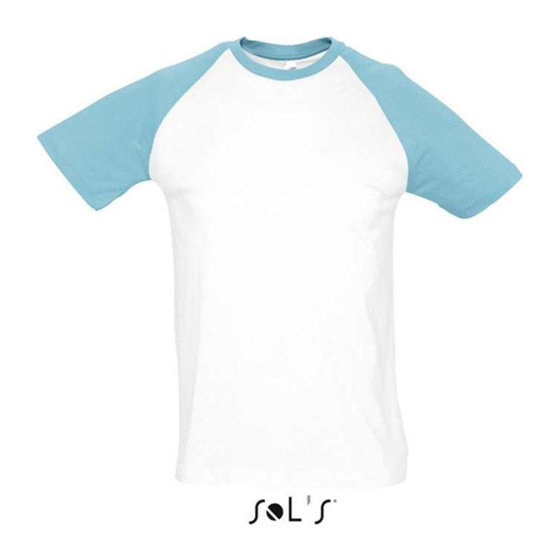 Tricou în două culori cu mâneci raglan pentru bărbați Sol's Funky White-Orion Navy Blue XXL