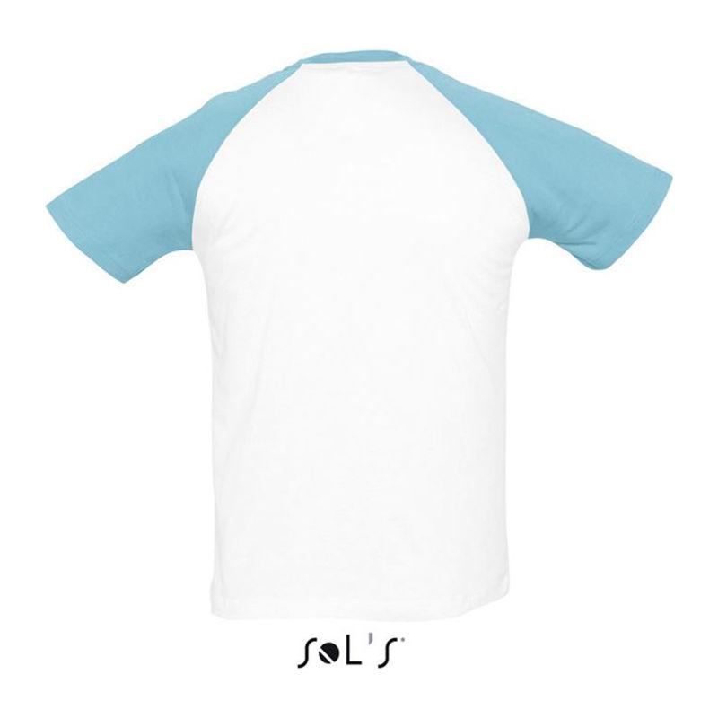 Tricou în două culori cu mâneci raglan pentru bărbați Sol's Funky White-Orion Navy Blue XXL