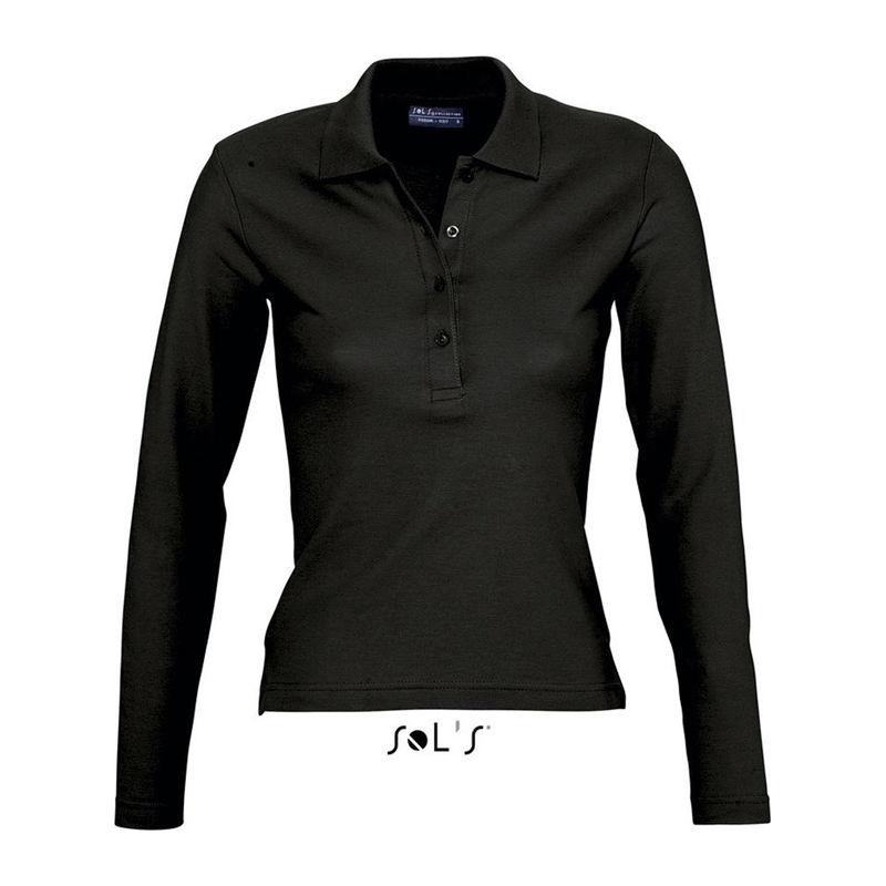 Tricou polo cu mânecă lungă pentru femei Sol's Podium Negru XL