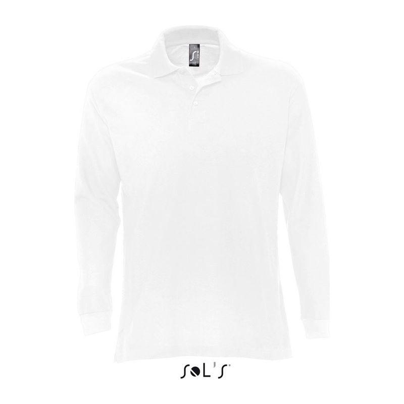 Tricou polo cu mânecă lungă pentru bărbați Sol's Star Alb