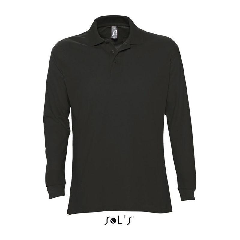 Tricou polo cu mânecă lungă pentru bărbați Sol's Star Negru XL