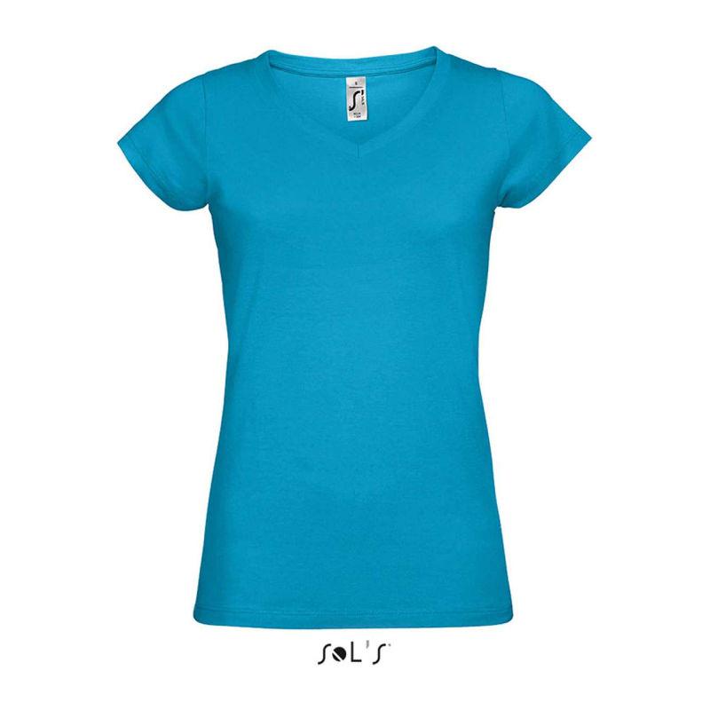 Tricou cu guler în V pentru femei Sol's Moon Albastru XL