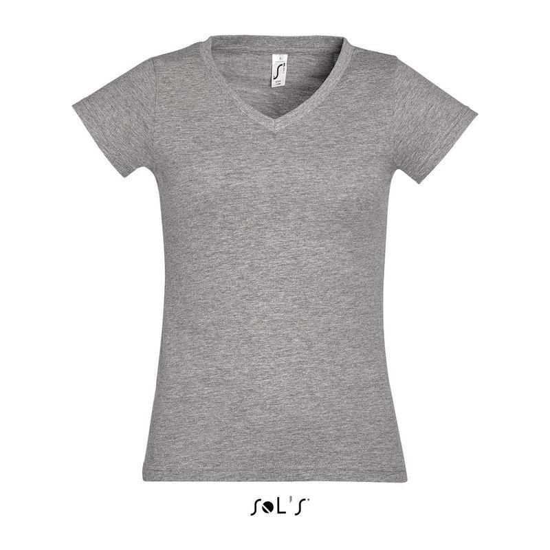 Tricou cu guler în V pentru femei Sol's Moon Grey Melange XL