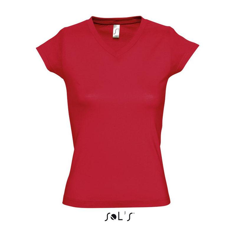 Tricou cu guler în V pentru femei Sol's Moon Rosu