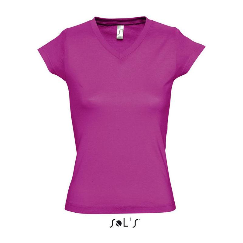 Tricou cu guler în V pentru femei Sol's Moon Roz