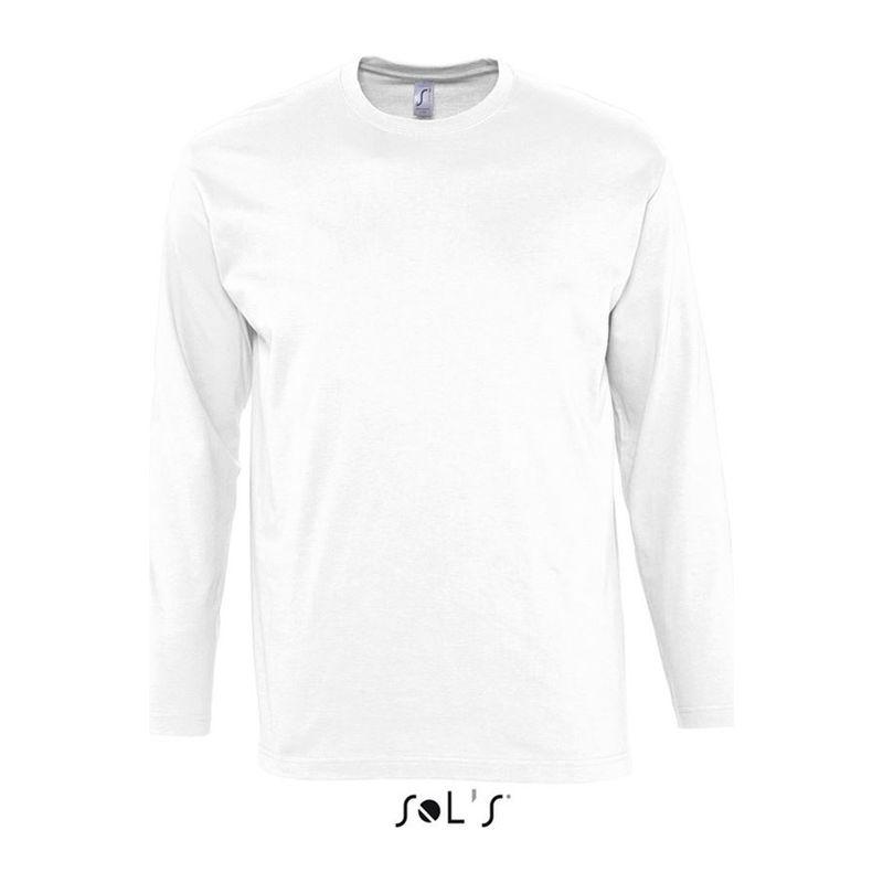 Tricou cu guler rotund și mânecă lungă pentru bărbați Sol's Monarch Alb