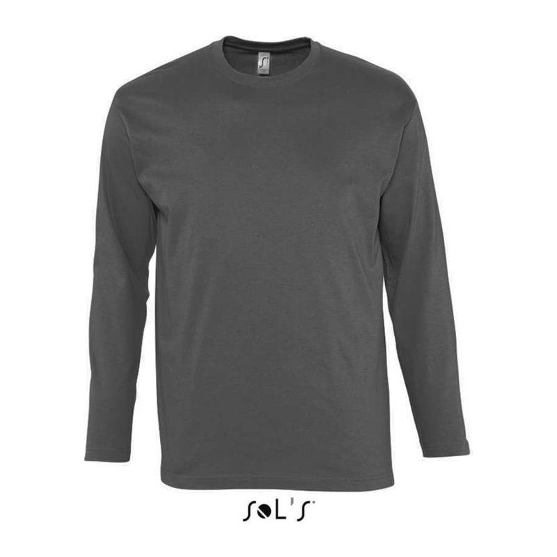 Tricou cu guler rotund și mânecă lungă pentru bărbați Sol's Monarch Gri