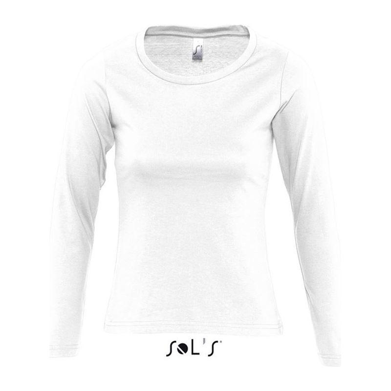 Tricou cu guler rotund și mânecă lungă pentru femei Sol's Majestic Alb XL